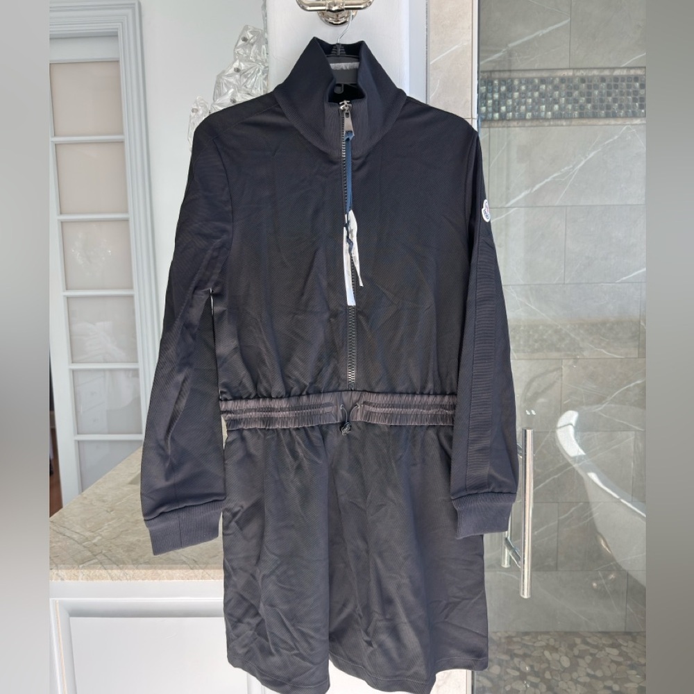 Moncler Half Zip Piqué Knit Long Sleeve Minidress - Picture 3 of 13